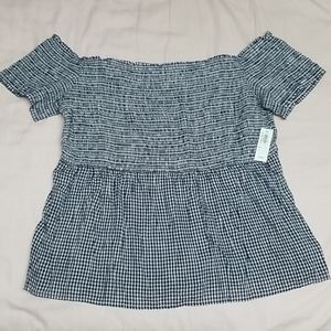 Off the shoulder gingham print top